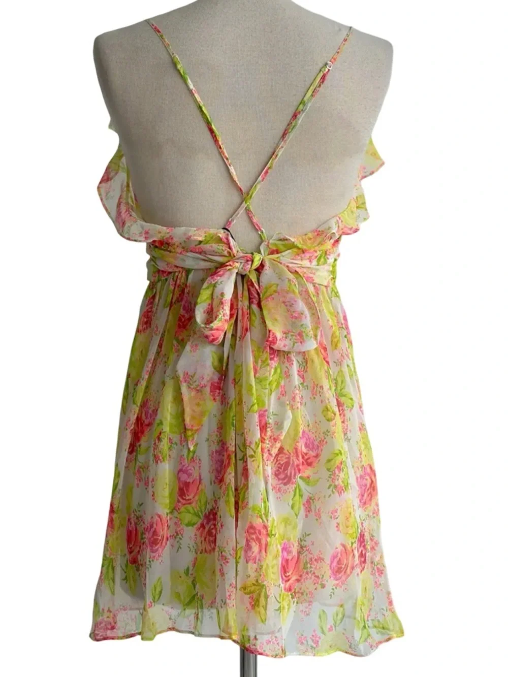 Victoria's Secret Dream Angels Vibrant Floral Chiffon Ruffle Babydoll Size Large